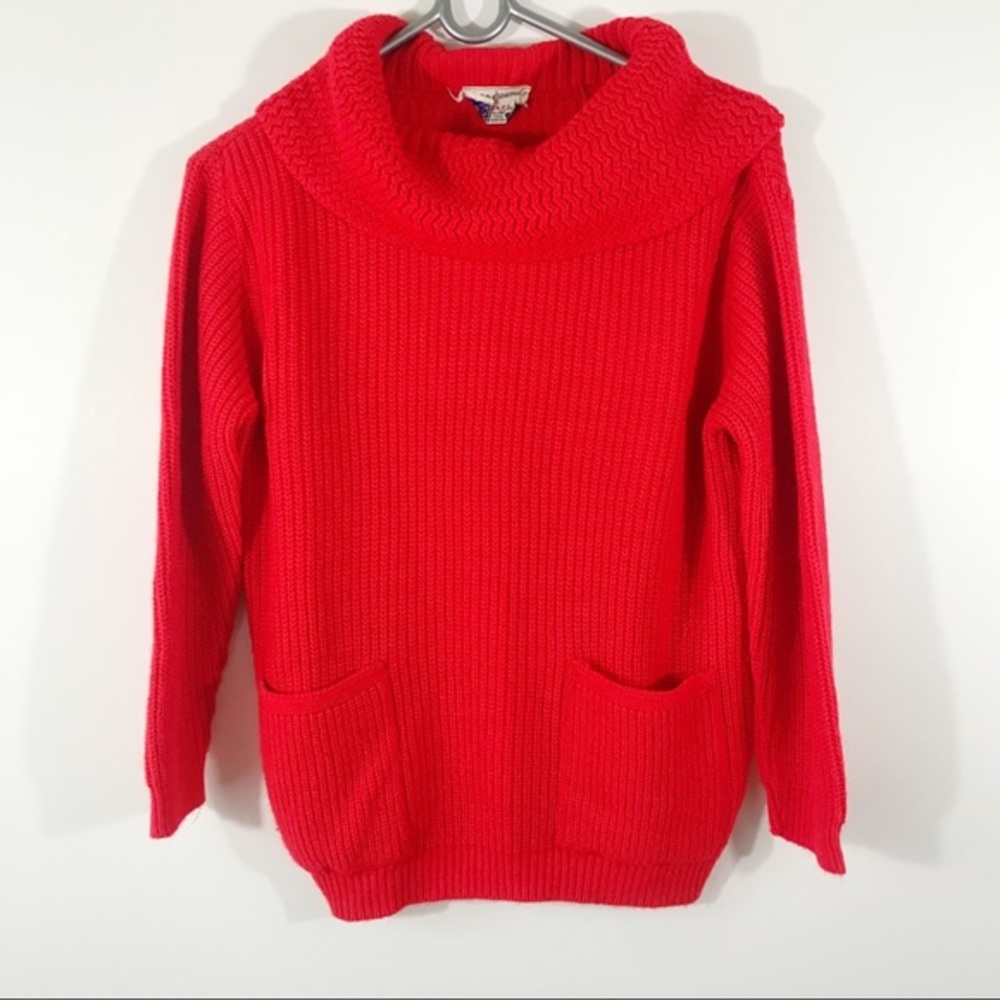 Vintage Peter Freund Red Cowl Neck Sweater, S